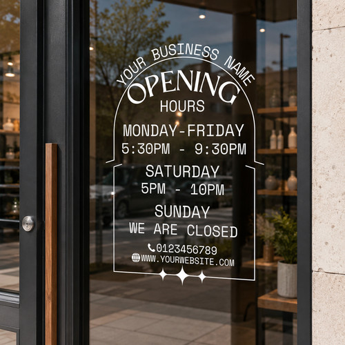 Shop window opening - shop, hours