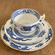 Vintage Booths Blue Dragon Blue & White  Tea Trio Set, Cup, Saucer, Plate