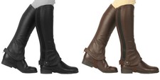 DUBLIN FLEXI HALF CHAPS GENUINE GRAINED LEATHER STRETCH PANEL ADULTS/MENS/WOMENS