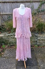 NEW Ann Balon Pink Italian Lace Wedding Outfit M UK 12-16 Skirt Top Jacket