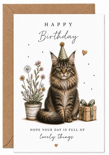 Maine coon birthday card - maine,