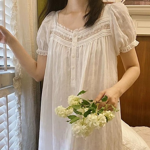 Women cotton nightdress - women, short