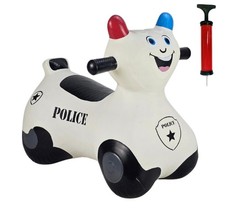 Space Hoppers for kids .HAPPY HOPPERZ WHITE POLICE BIKE Vehicle Bouncers.