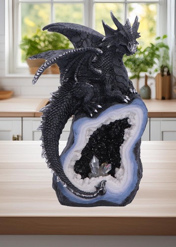 Black dragon resin geode - resin,