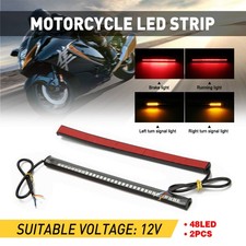 2x Motorcycle Bike Front Fork LED Turn Signal Bulbs Indicator Strip For AUXITO
