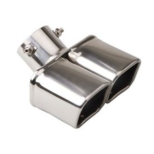 Car Rear Dual Twin Double Exhaust Pipes Tail Muffler Tip Throat Tail Pipe Silver