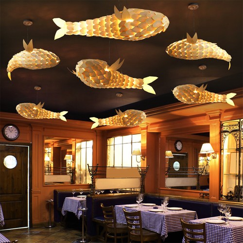 Wooden rattan pendant light - rattan,