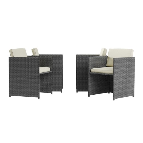 Grade grey rattan cube - -,