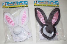 FLUFFY Bunny Ears & Tail Kids Adults Rabbit Fancy Costume Alice Band Headband 