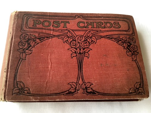 Old postcard album with - postcard,