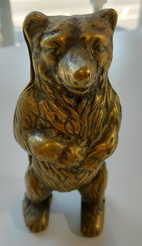 Vintage standing brass bear - brass,