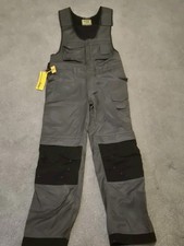 Snickers Workwear DuraTwill Bib Trousers Black/Grey – Waist 35” – Cordura Knees