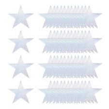 80 Pcs Laser Silver Stars Cutouts, 6 Inch Double Printed Paper Stars Cutout
