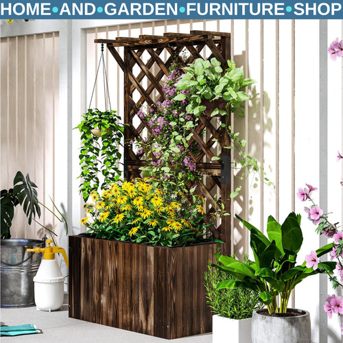 Wooden planter trellis raised - planter,,
