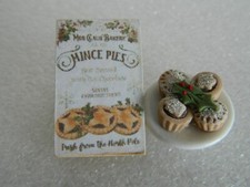 (CF.2) 1/12th scale DOLLS HOUSE HANDMADE CHRISTMAS MINCE PIES FIXED TO A PLATE