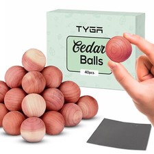 TYGA Store | 40 Cedar Balls, Natural Moth Repellent For clothes, With Sandpaper