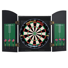 Gorilla Darts Centre Set Wooden Black Cabinet Set Dartboard inc Darts Package