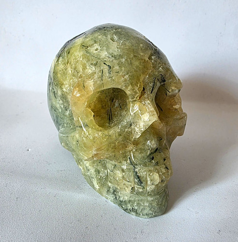 Prehnite crystal skull 700g - prehnite,