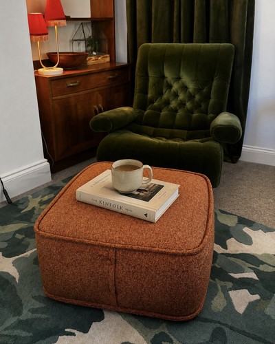 Burnt orange textured pouf - burnt,