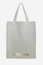 PACO RABANNE Gray Tote Shopper Fashion Bag with Gold LOGO Brand New