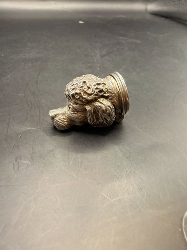 Antique silver poodle head - silver,