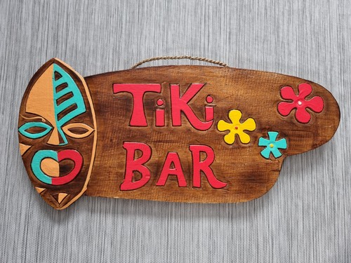 Tiki bar sign wooden - bar,