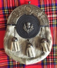 Full Dress Kilt Sporran Celtic Cantle Thistle Crest Badge kilt Sporrans Antique