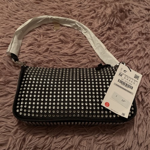 Zara clutch bag with - zara, diamante
