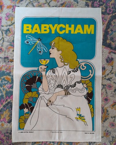 Vintage babycham tea towel - vintage,