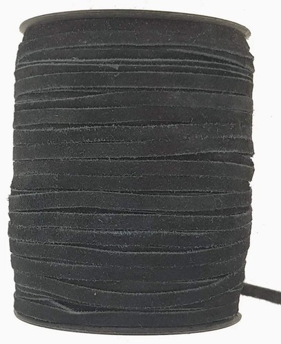 Leather cord lace black flat - black, 5
