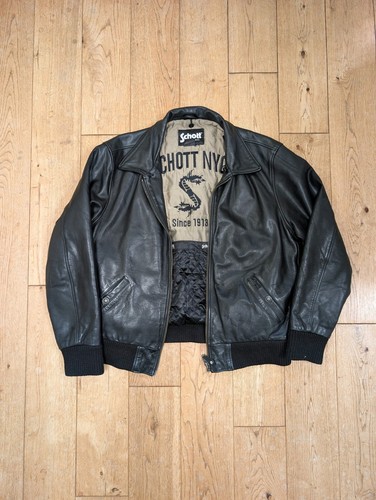 Schott nyc black - black, cowhide