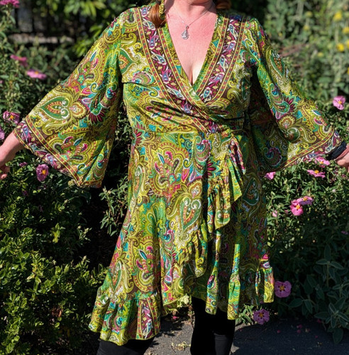 Wrap dress green - , l