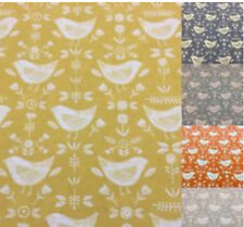 Fryetts Cotton Fabric NARVIK, Scandi Style Birds for Curtain/ Upholstery/Crafts