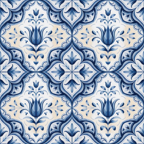 48x blue delft - blue, tile