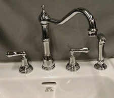 PERRIN & ROWE PROVENCE CHROME THREE HOLE KITCHEN MIXER WITH SPRAYER EX DISPLAY 