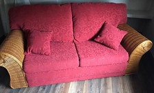 Sofa Bed/Bed Settee Cane Sided Metal Action SofaBed Red Excellent Used Condition