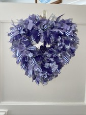 Heart Shaped Rag Wreath In Purples/lilac Colours
