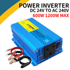 600W 1200W Power Inverter 24V to 240V Pure Sine Wave Converter USB port for Boat