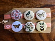 Vintage Butterfly - Button Pin Badge Set - Lepidopterology, Birthday gift