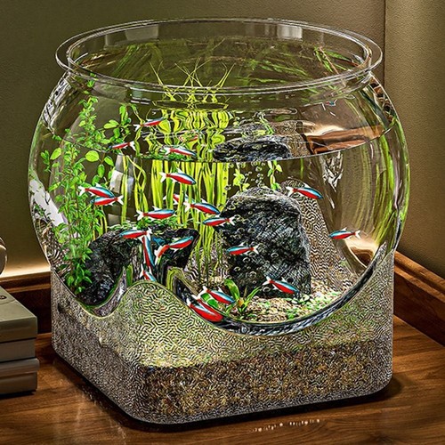 Round fish bowl clear aquarium - bowl,