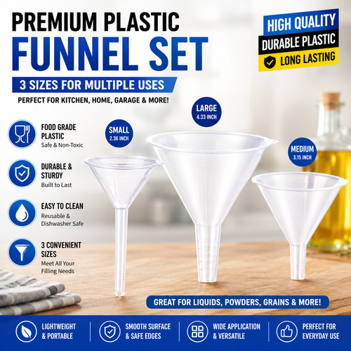 Clear plastic funnel set - clear,