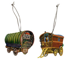 Gypsy Caravan Christmas Tree Decorations - Set of 2 - Gypsy Caravans- WT46/50-D