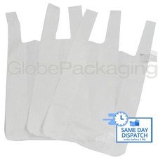 1000 x WHITE PLASTIC CARRIER BAGS 10x15x18" 11mu OFFER