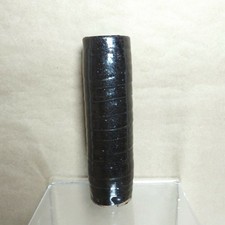 Vintage Heavy Black Stoneware Bud Vase 2"x 7" Spiral Tube Iron Oxide Glaze