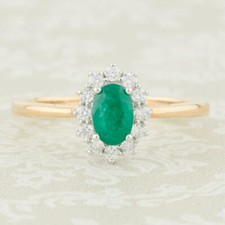 Emerald Diamond Cluster Ring