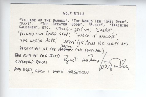 Wolf rilla rare autograph - rilla,