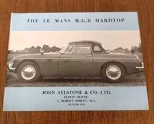 LE MANS MGB Hardtop Car Conversion Sales Brochure John Aylstone & Co ltd VGC 