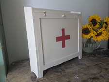 Vintage first aid medicine cabinet bathroom Wood Medical Chemist Prop Cupboard 