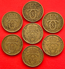 Denmark, 1925 - 1940, 7 Aluminium-Bronze 1 Krone Coins