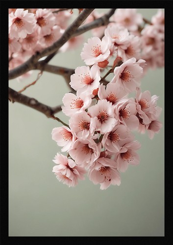 Serene cherry blossom framed - cherry,